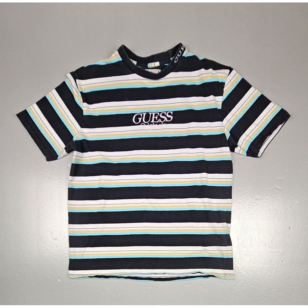 GUESS Originals Shirt Mens Small. Stripped Crewneck Vintage Short Sleeve.
